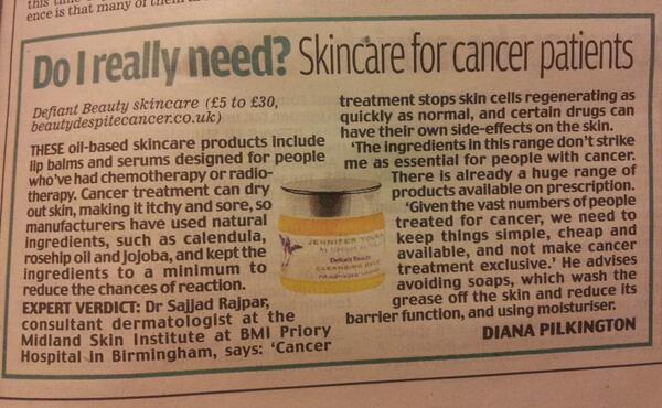 Dr Rajpar gives expert verdict to Daily Mail on skin care product